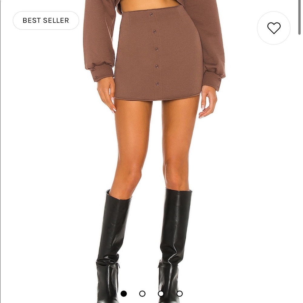 Danielle Guzio Fleece Brown Button Mini Skirt
